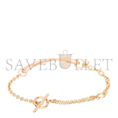 HERMÈS 18K ROSE GOLD DIAMOND MM CHAINE D'ANCRE PUNK BRACELET SH 